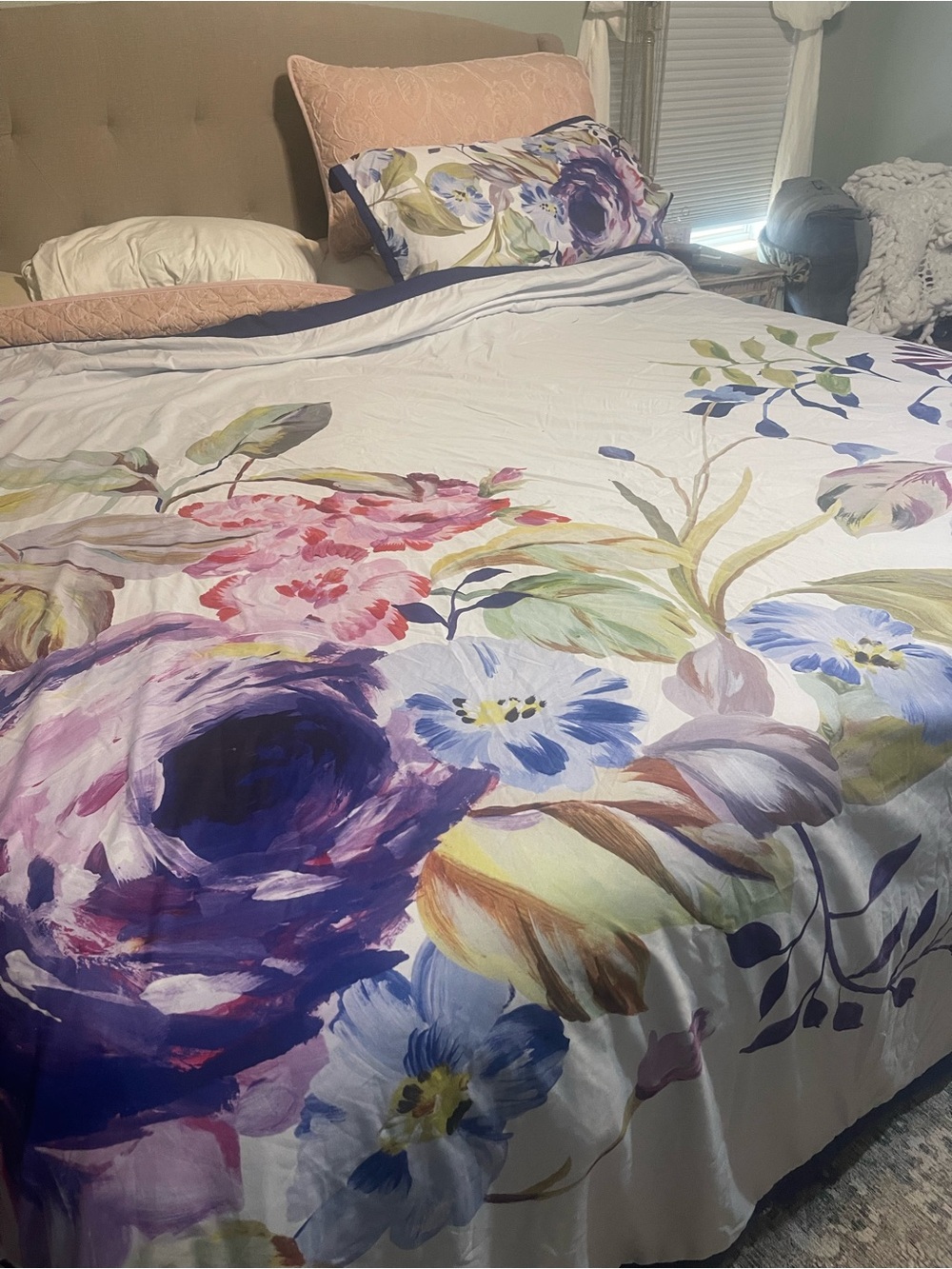 Christian Siriano Floral Duvet Cover - Purple, Blue & Green